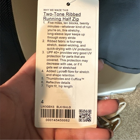 NWT - Lululemon Two Toned Running Half Zip - size 4 - Picture 7 of 7